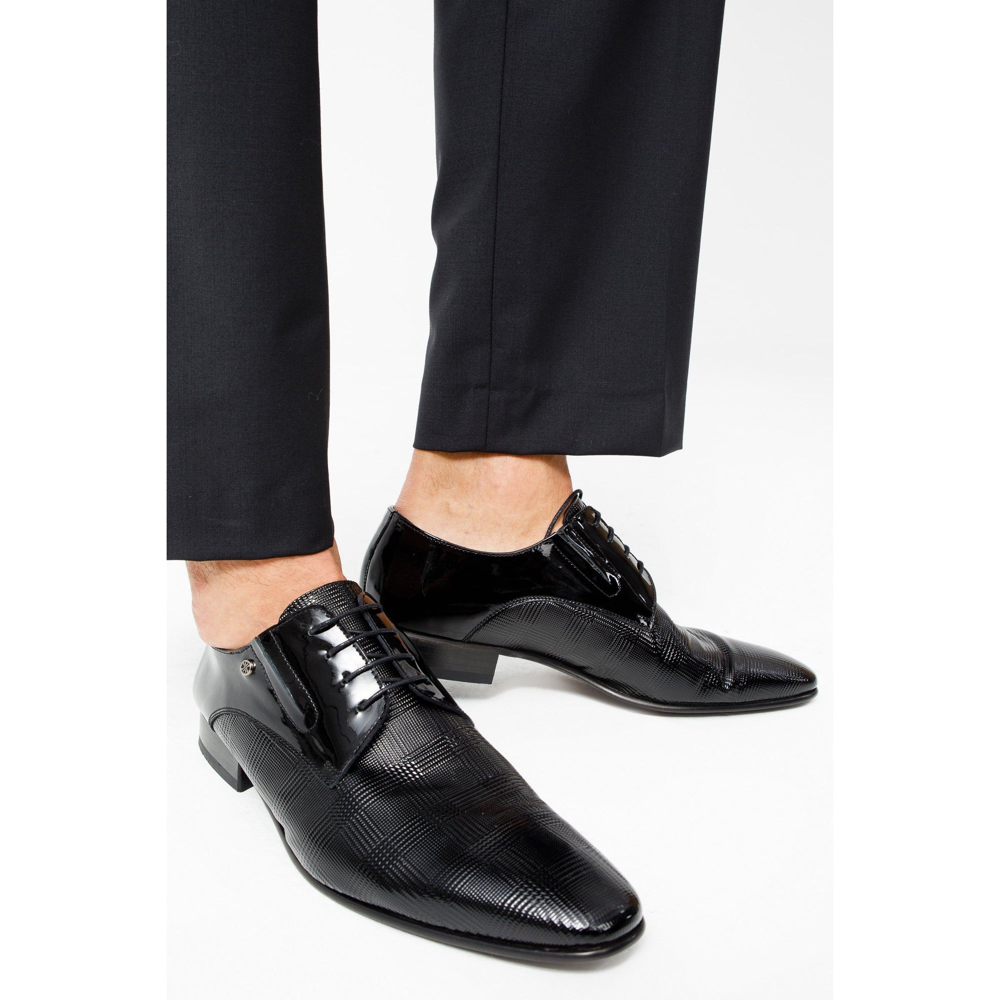 The San Severo Black Patent Leather Derby Men Shoe