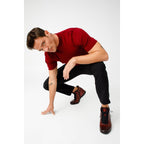 The Houston Leather Burgundy Lace-Up Casual Men Boot with a Zipper