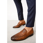 Vinci The Grand Woven Leather Tan Men Shoe Penny Loafer