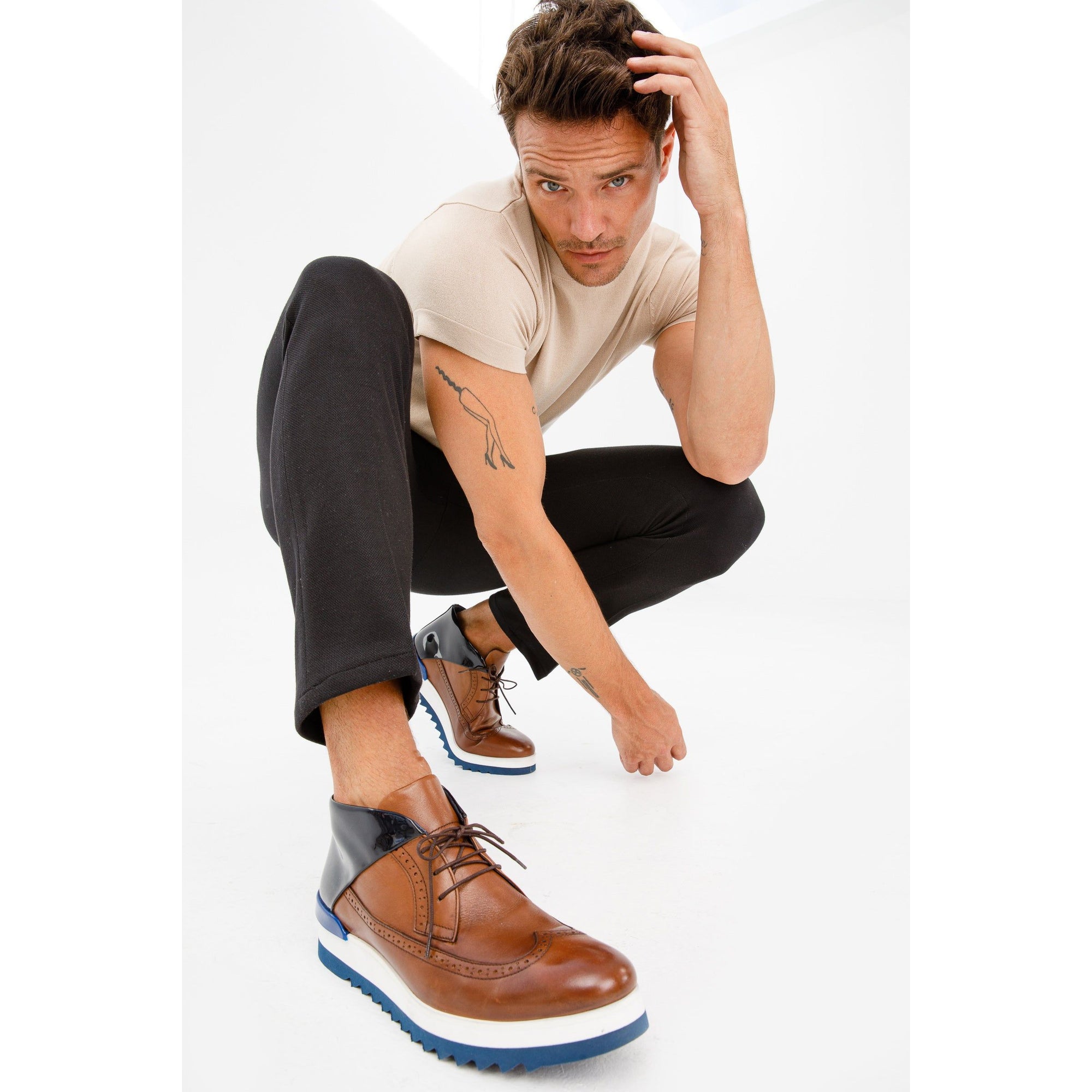 The Kagan Tan Wingtip Chukka Men Sneaker Boot