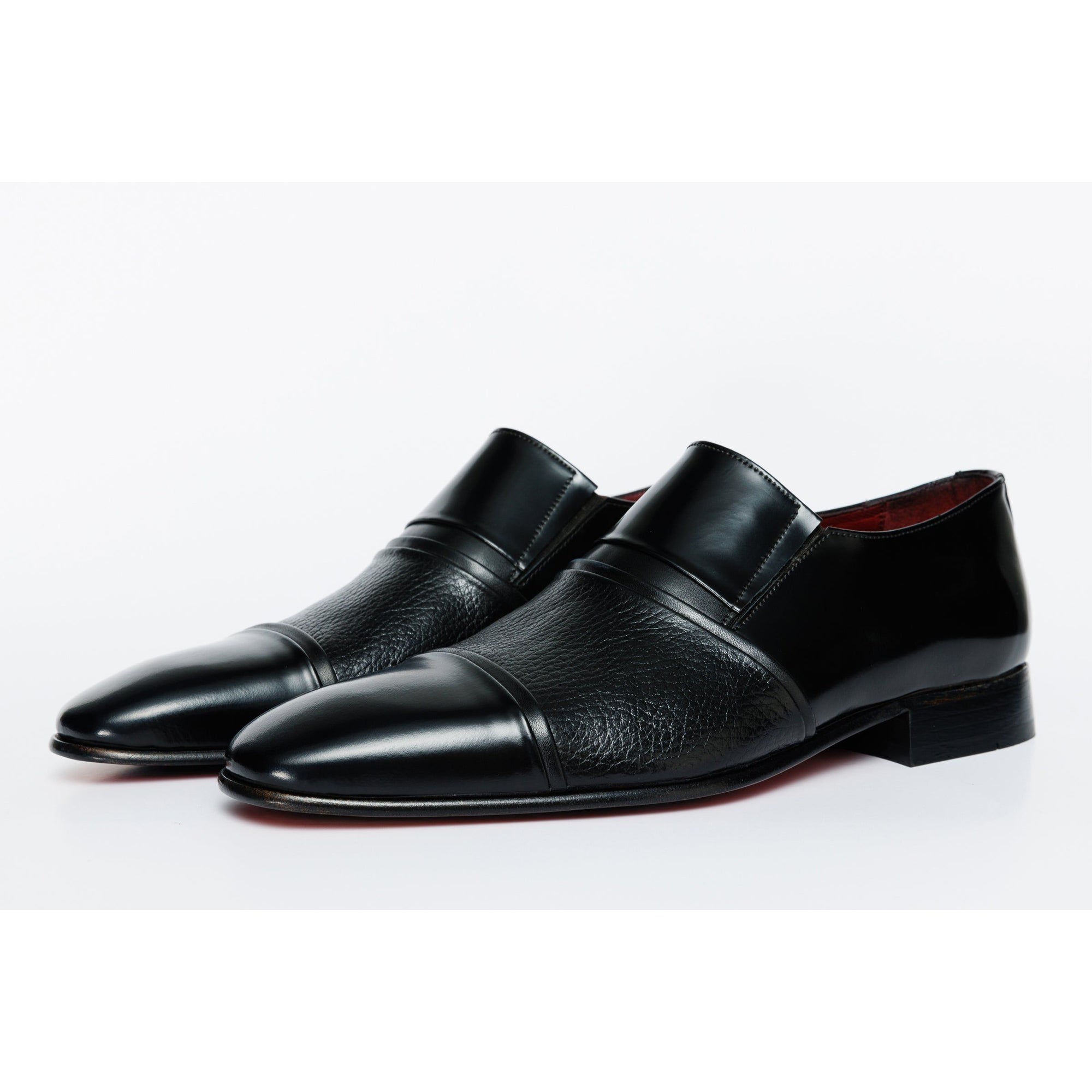 The Everest Black Leather Cap Toe Dress Loafer Men Shoe