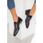 The Kazablanka Navy Leather Bit Loafer Men  Shoe