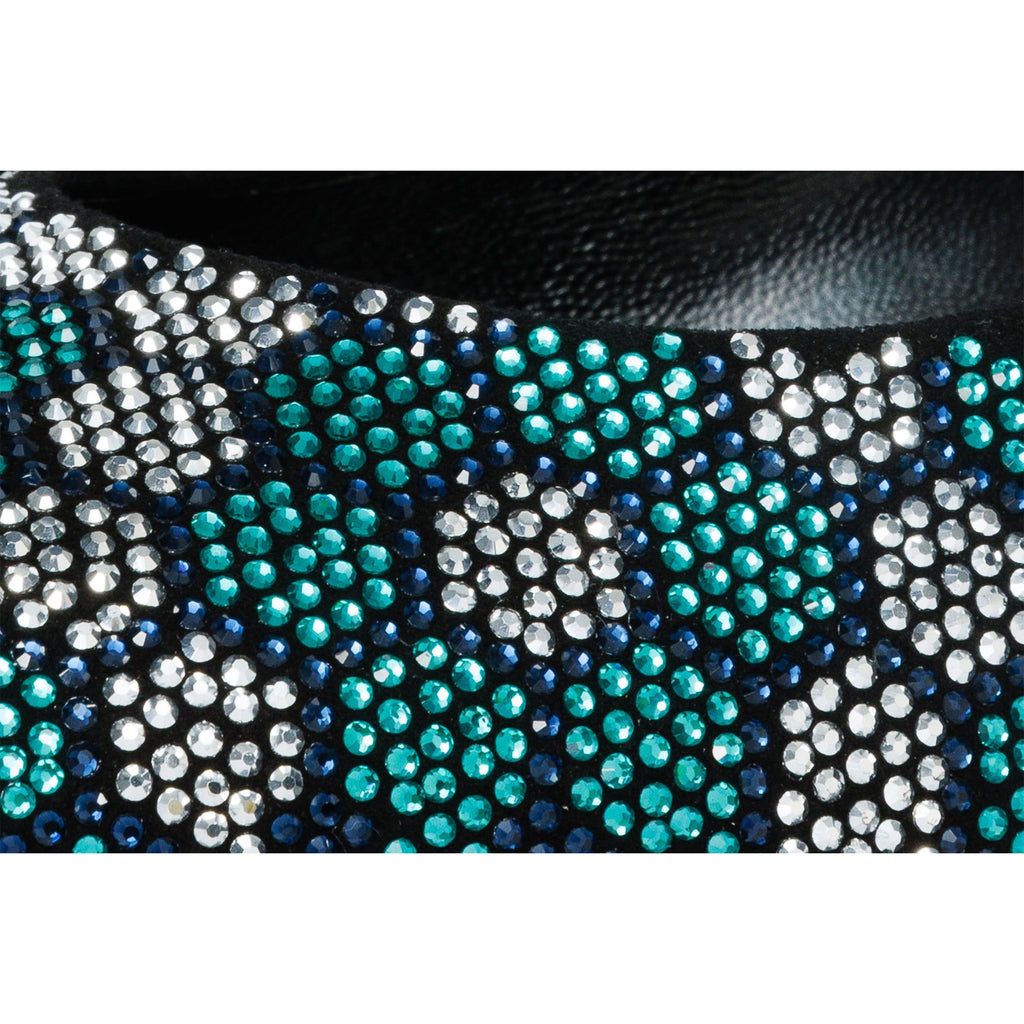 The Doha Turqoise Glitter Leather Block Pump Women Shoe