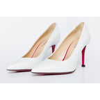 The Ege White Leather Pump Fuchsia Sole Women Shoe