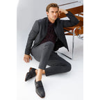 The Turan Black Woven Double Monk Strap Dress Men Shoe