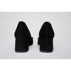The Olney Black Suede Leather Block Heel Pump Women Shoe
