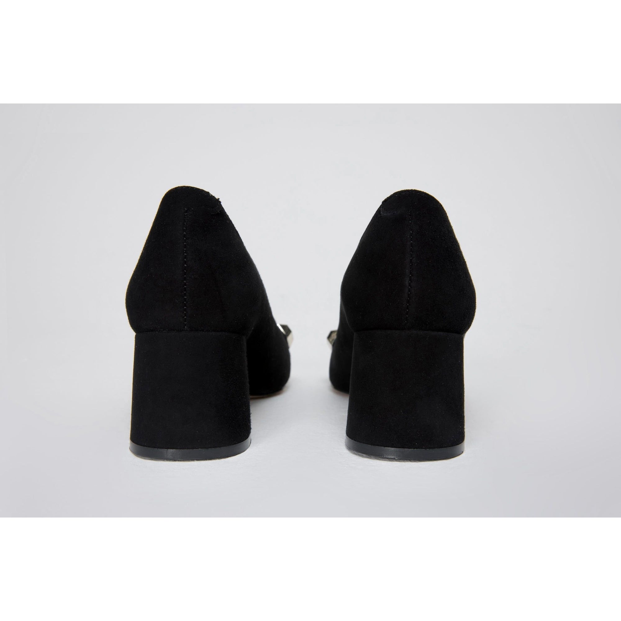 The Olney Black Suede Leather Block Heel Pump Women Shoe