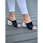 The Cymmer Black Leather Women Sandal