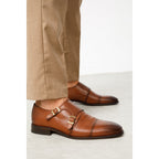 The Essen Brown Cap Toe Double Monk Strap Men Shoe