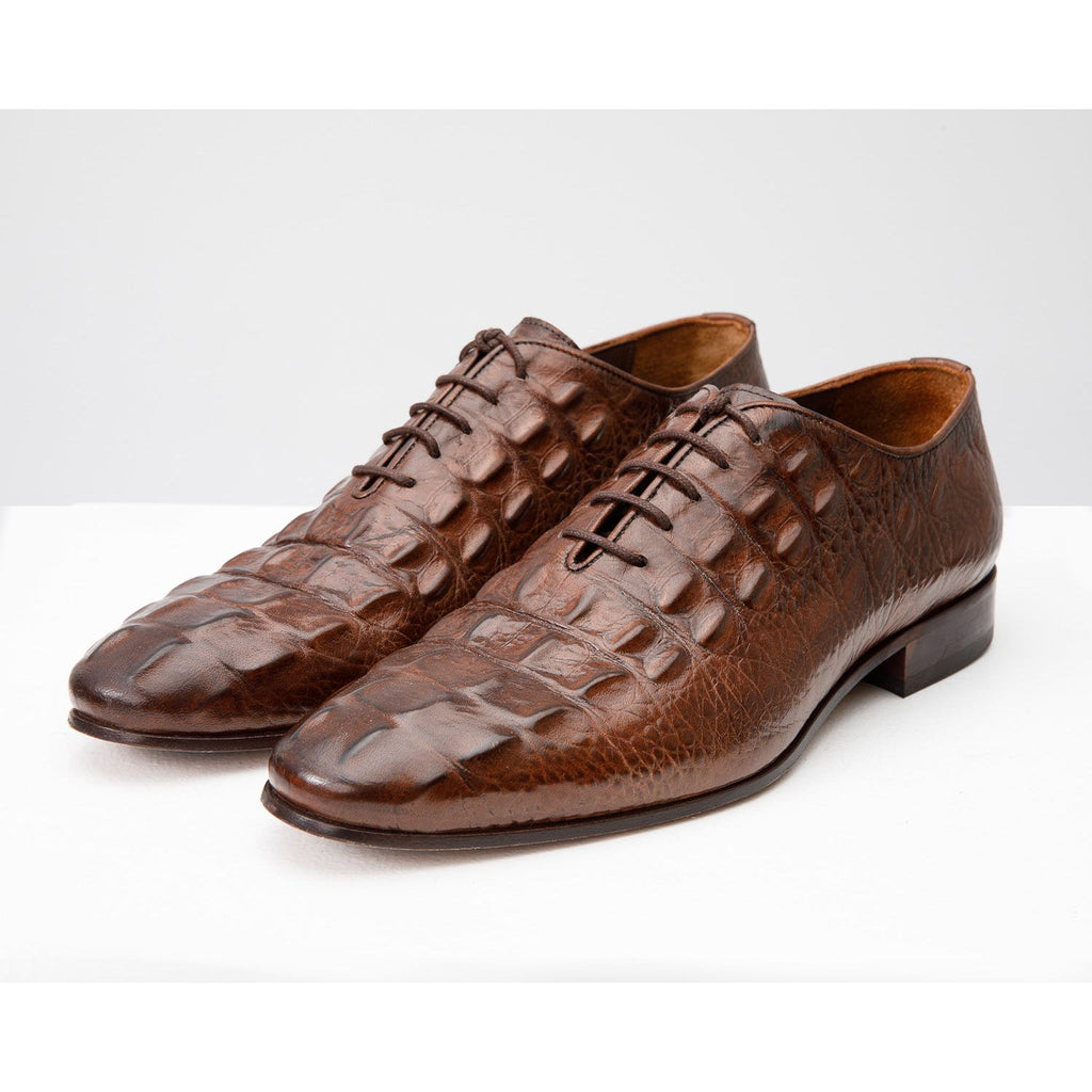 The Randor Brown Crocodile Leather Oxford Men Shoe