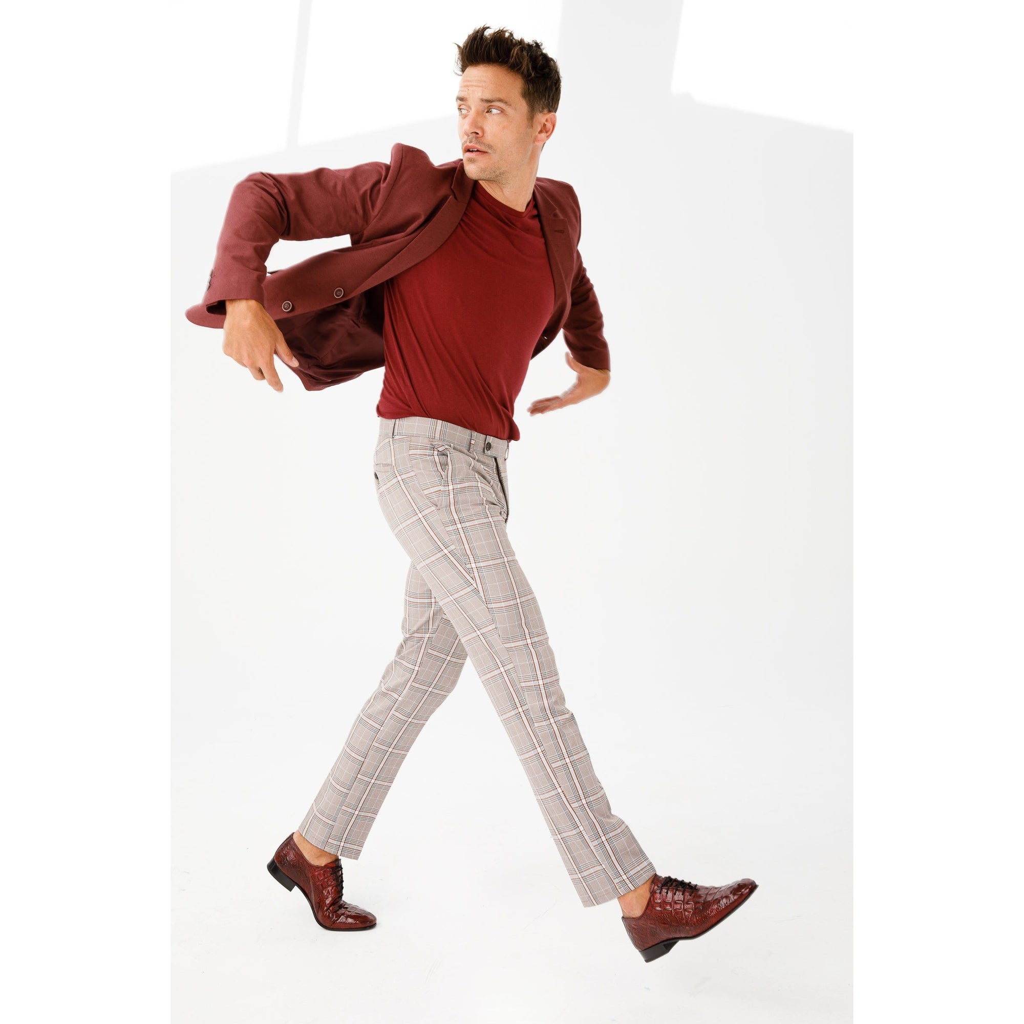The Randor Burgundy Crocodile Leather Oxford Men Shoe