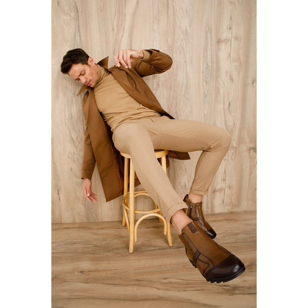 The Montreal Brown Leather Casual Zip-Up Ankle Men Boot