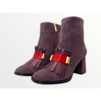 The Luksor Rose Suede Leather Block Heel Women Boot