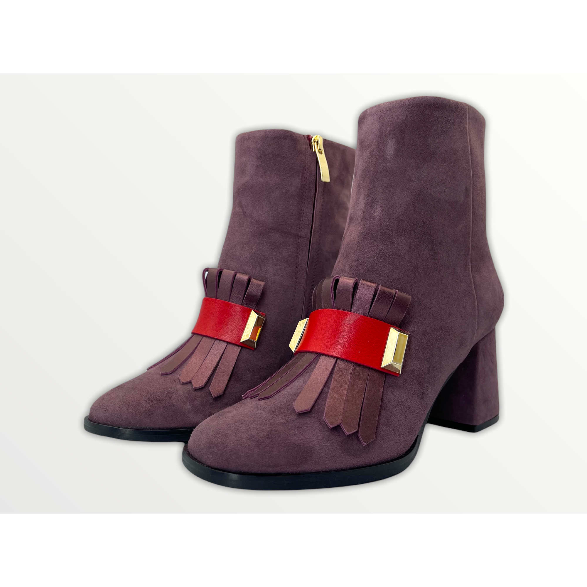 The Luksor Rose Suede Leather Block Heel Women Boot