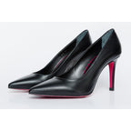 The Ege Black Leather Pump Fuchsia Sole Women Shoe