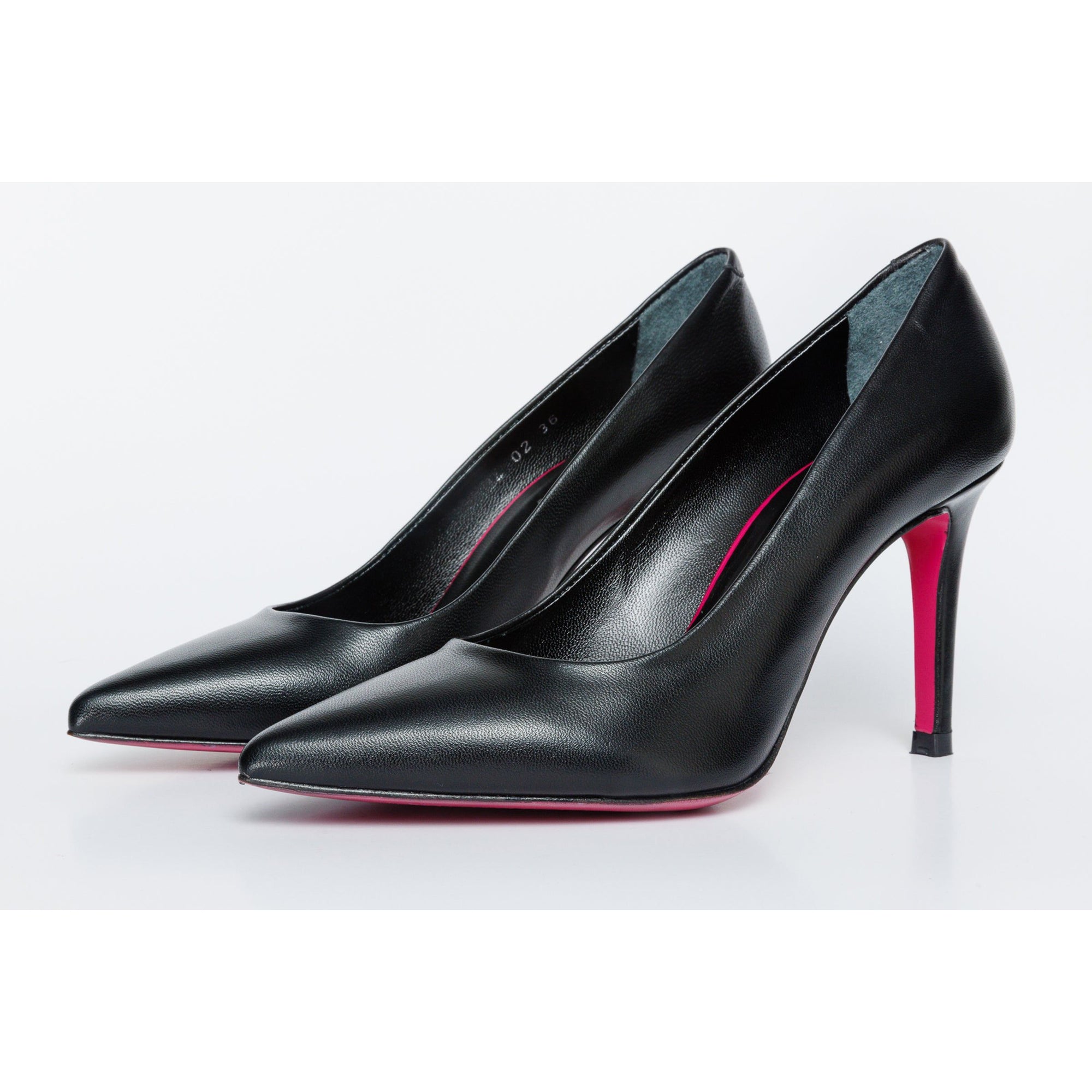 The Ege Black Leather Pump Fuchsia Sole Women Shoe