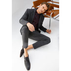 The Turan Black Woven Double Monk Strap Dress Men Shoe