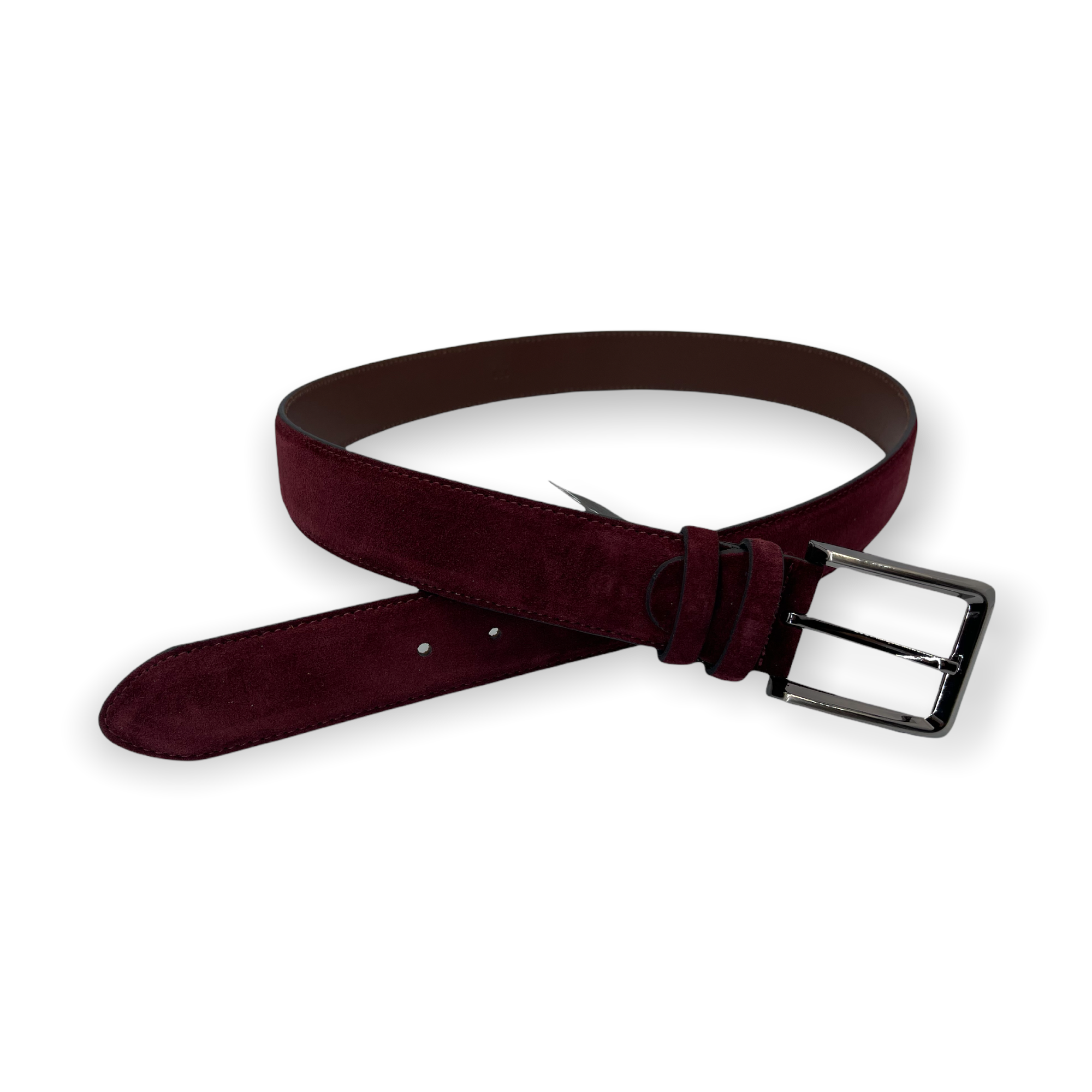The Bari Burgundy Suede Leather Belt