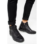 The Houston Leather Black Lace-Up Casual Men Boot with a Zipper