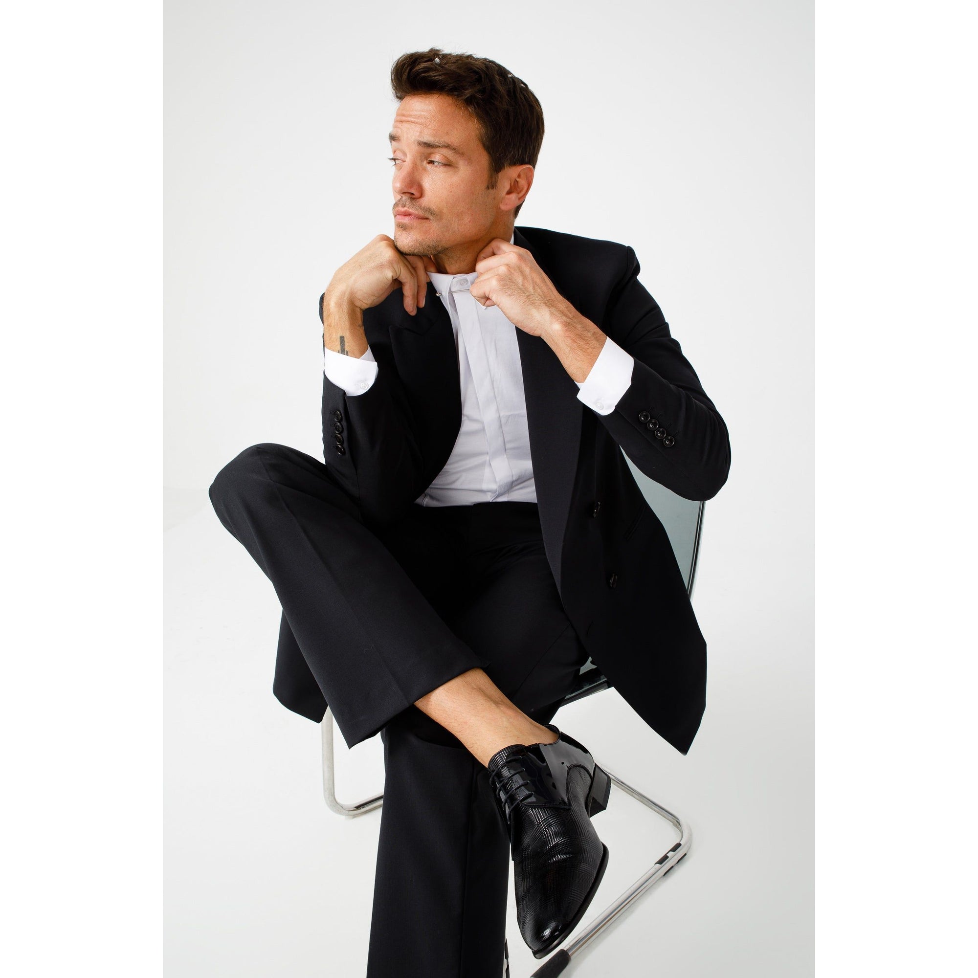 The San Severo Black Patent Leather Derby Men Shoe