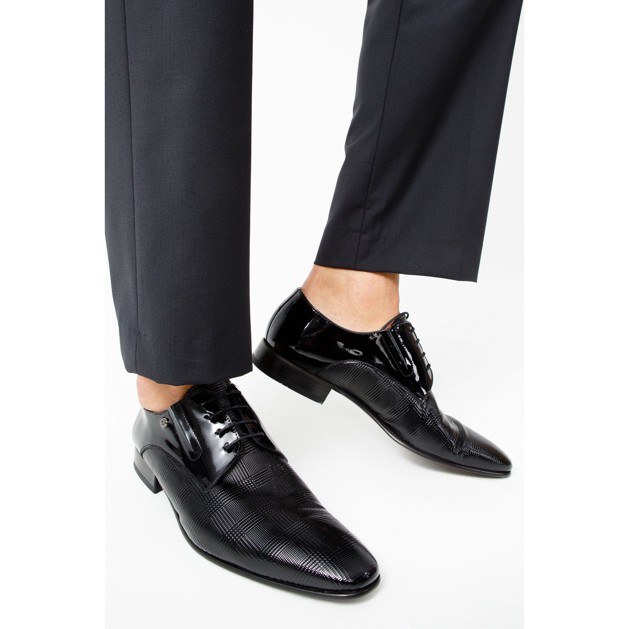 The San Severo Black Patent Leather Derby Men Shoe
