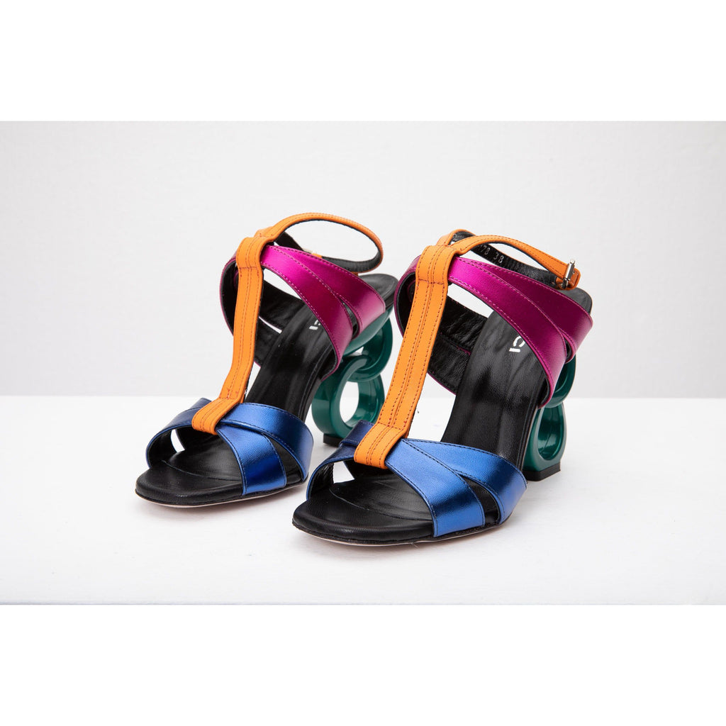 The Duffryn Multicolor T-Strap Leather Women Sandal