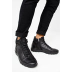 The Houston Leather Black Lace-Up Casual Men Boot with a Zipper