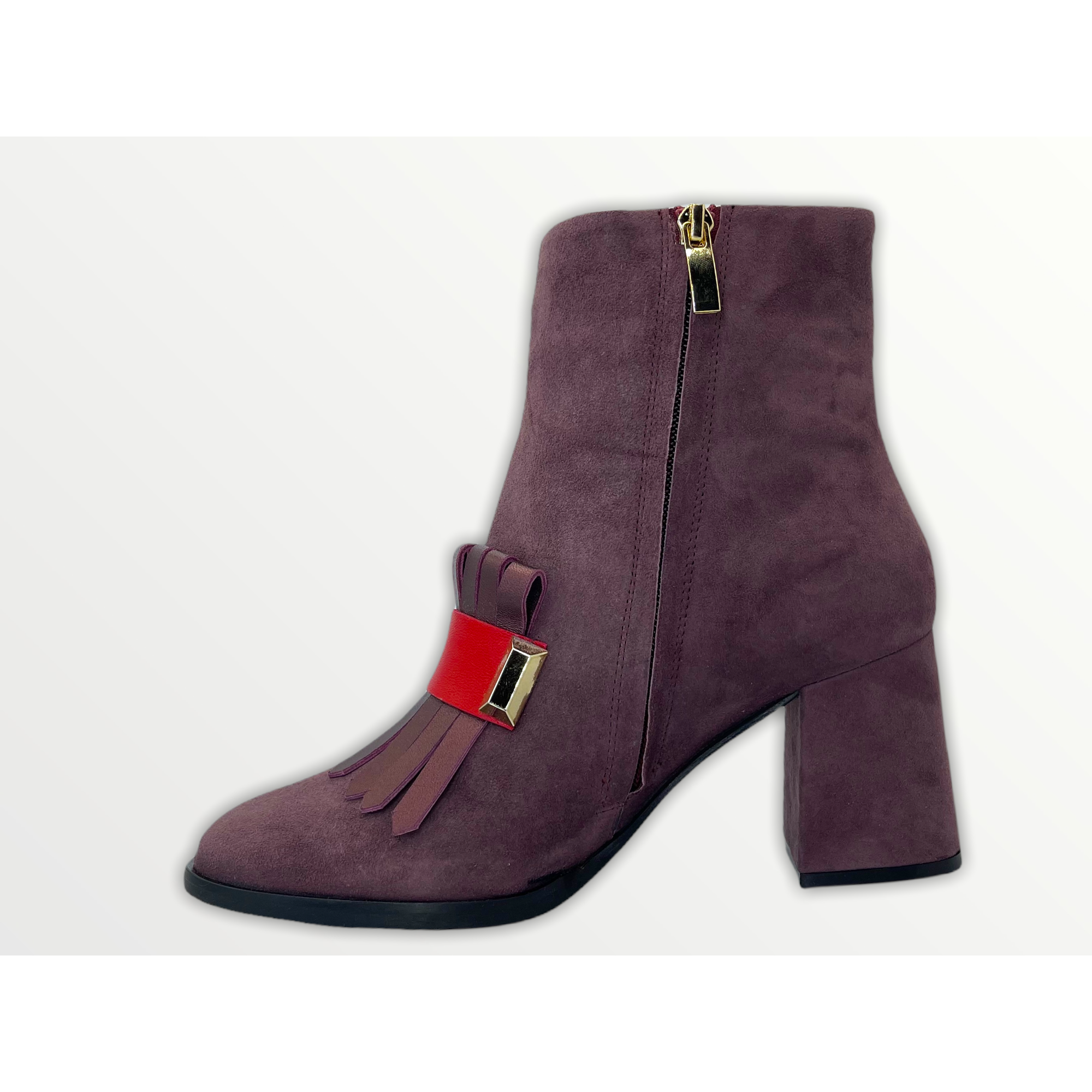 The Luksor Rose Suede Leather Block Heel Women Boot