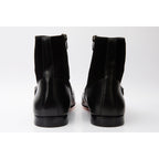 Preston Black Leather & Suede Double Monk Strap Ankle Men Boot