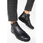 The Montreal Black Leather Casual Zip-Up Ankle Men Boot