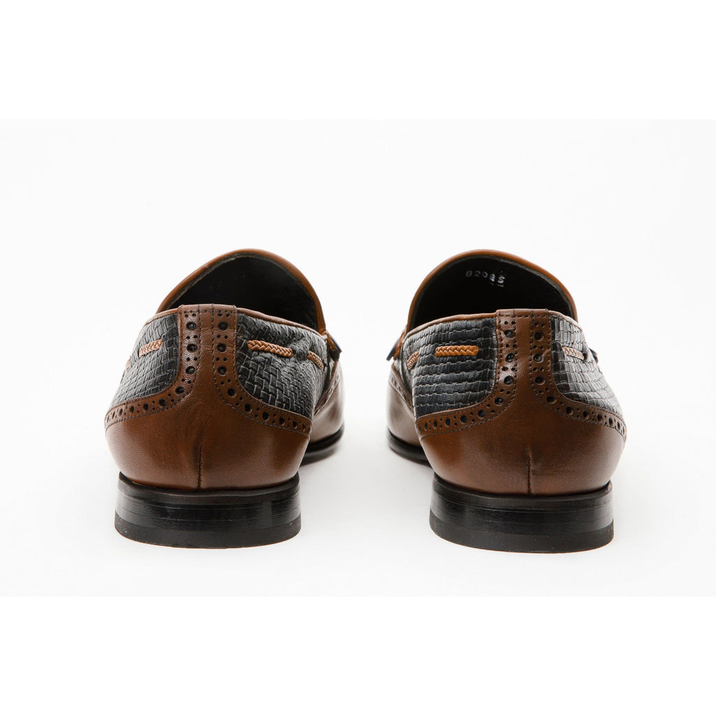Vinci The Istanbul Tan & Navy Blue Leather Tassel Loafer Men Shoes