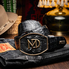 Iowa Genuine Caiman Skin Western Belt Black
