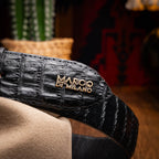 Iowa Genuine Caiman Skin Western Belt Black
