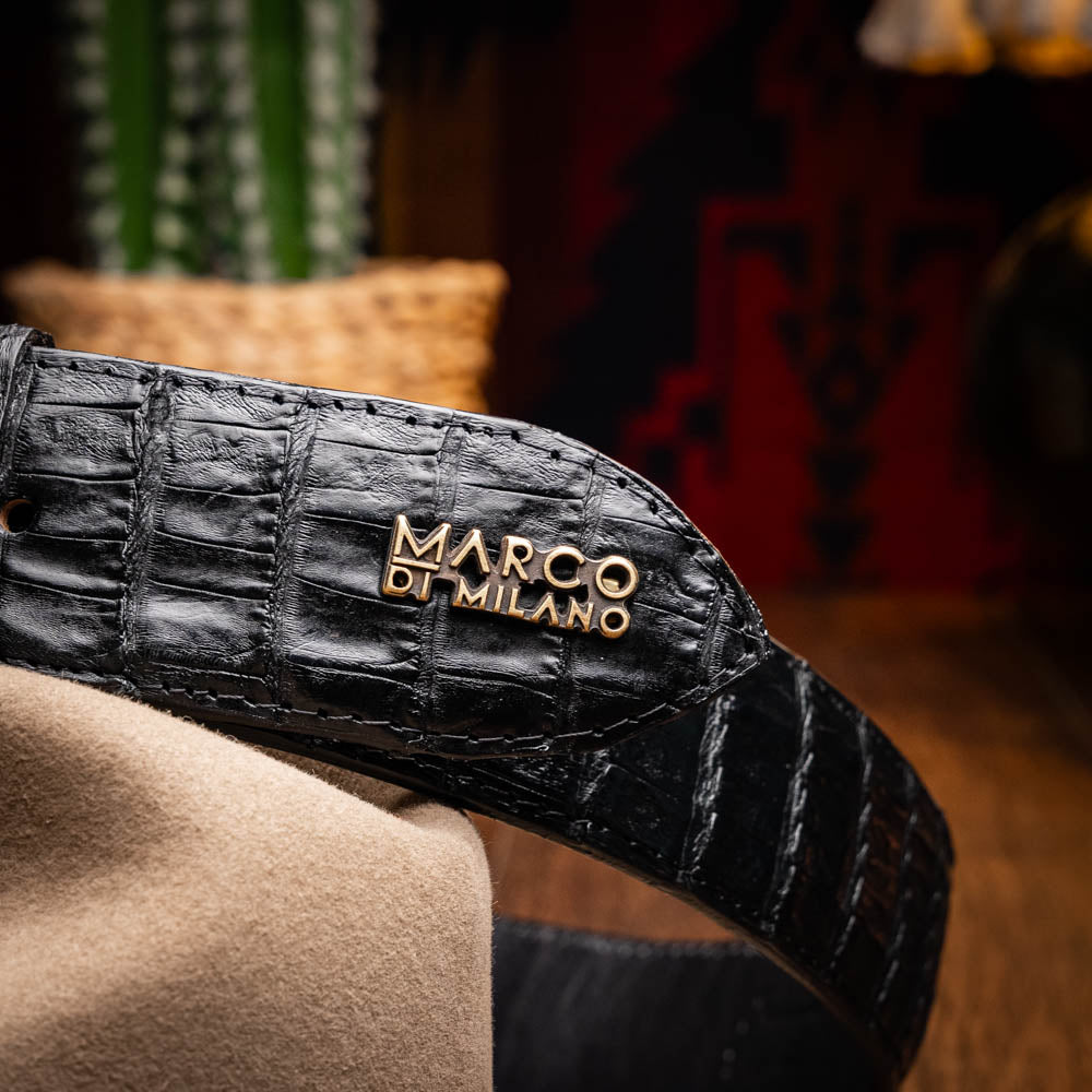 Iowa Genuine Caiman Skin Western Belt Black