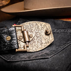 Iowa Genuine Caiman Skin Western Belt Black