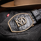 Iowa Genuine Caiman Skin Western Belt Black
