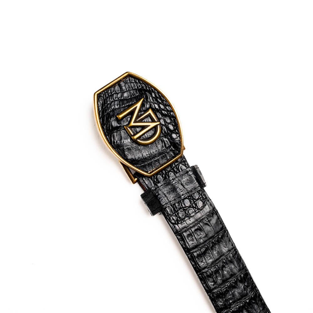 Iowa Genuine Caiman Skin Western Belt Black