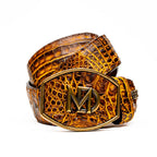 Iowa Genuine Caiman Skin Western Belt Mustard Brown