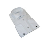 Men CEREMONIA Formal Cotton Shirt Wingtip Slim Fit Turkey #JB 13 White Pin Dot