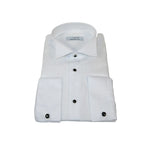 Men CEREMONIA Formal Cotton Shirt Wingtip Slim Fit Turkey #JB 13 White Pin Dot
