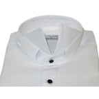Men CEREMONIA Formal Cotton Shirt Wingtip Slim Fit Turkey #JB 13 White Pin Dot