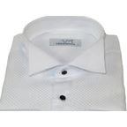 Men CEREMONIA Formal Cotton Shirt Wingtip Slim Fit Turkey #JB 13 White Pin Dot