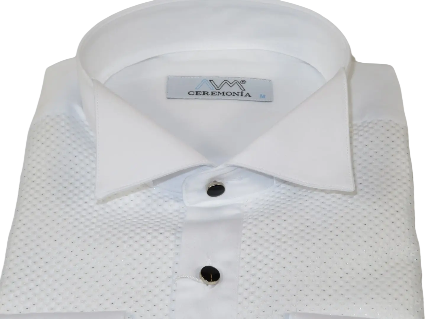 Men CEREMONIA Formal Cotton Shirt Wingtip Slim Fit Turkey #JB 13 White Pin Dot