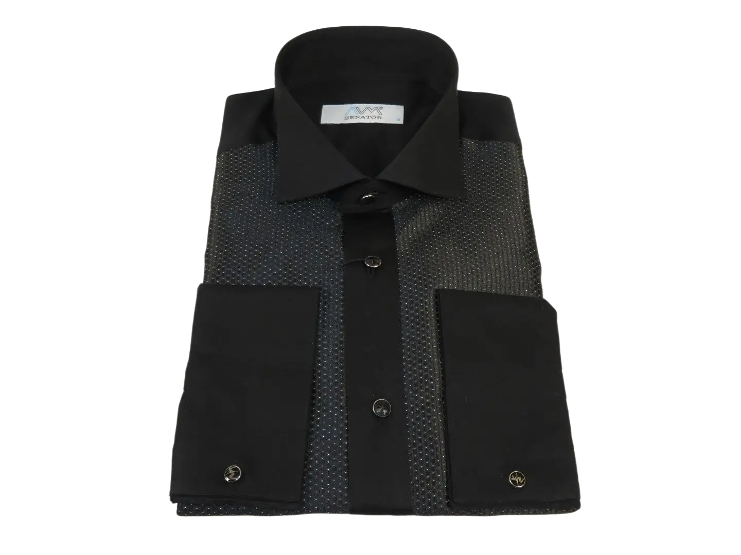 Men CEREMONIA Formal Cotton Shirt Wingtip Slim Fit Turkey #JB 15 Black Pin Dot