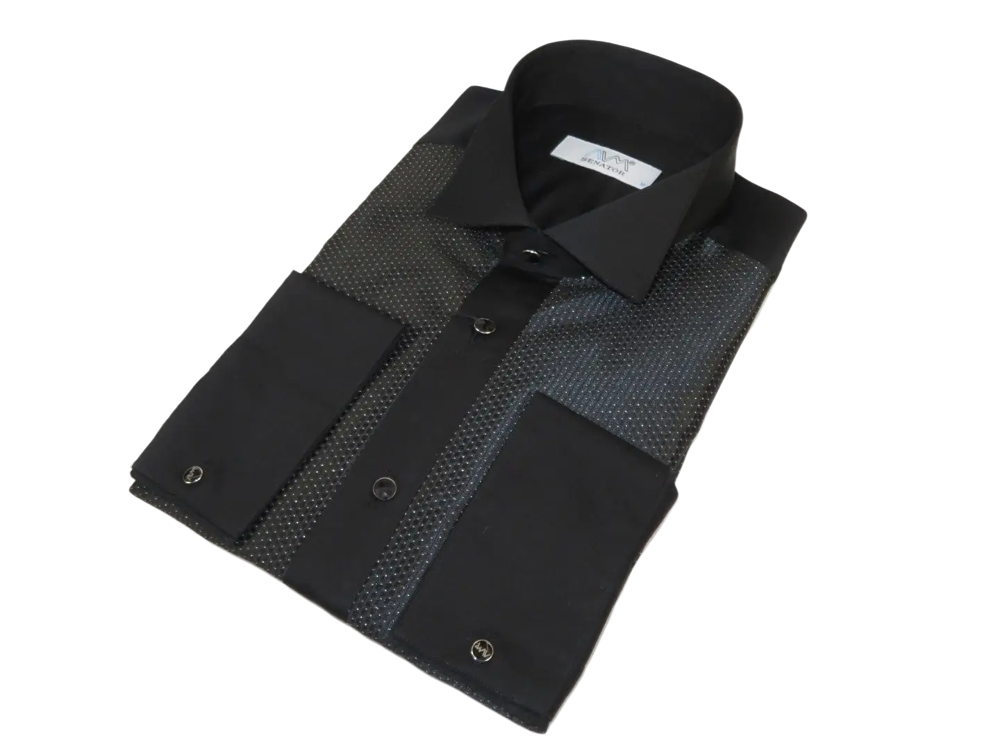 Men CEREMONIA Formal Cotton Shirt Wingtip Slim Fit Turkey #JB 15 Black Pin Dot