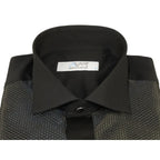 Men CEREMONIA Formal Cotton Shirt Wingtip Slim Fit Turkey #JB 15 Black Pin Dot