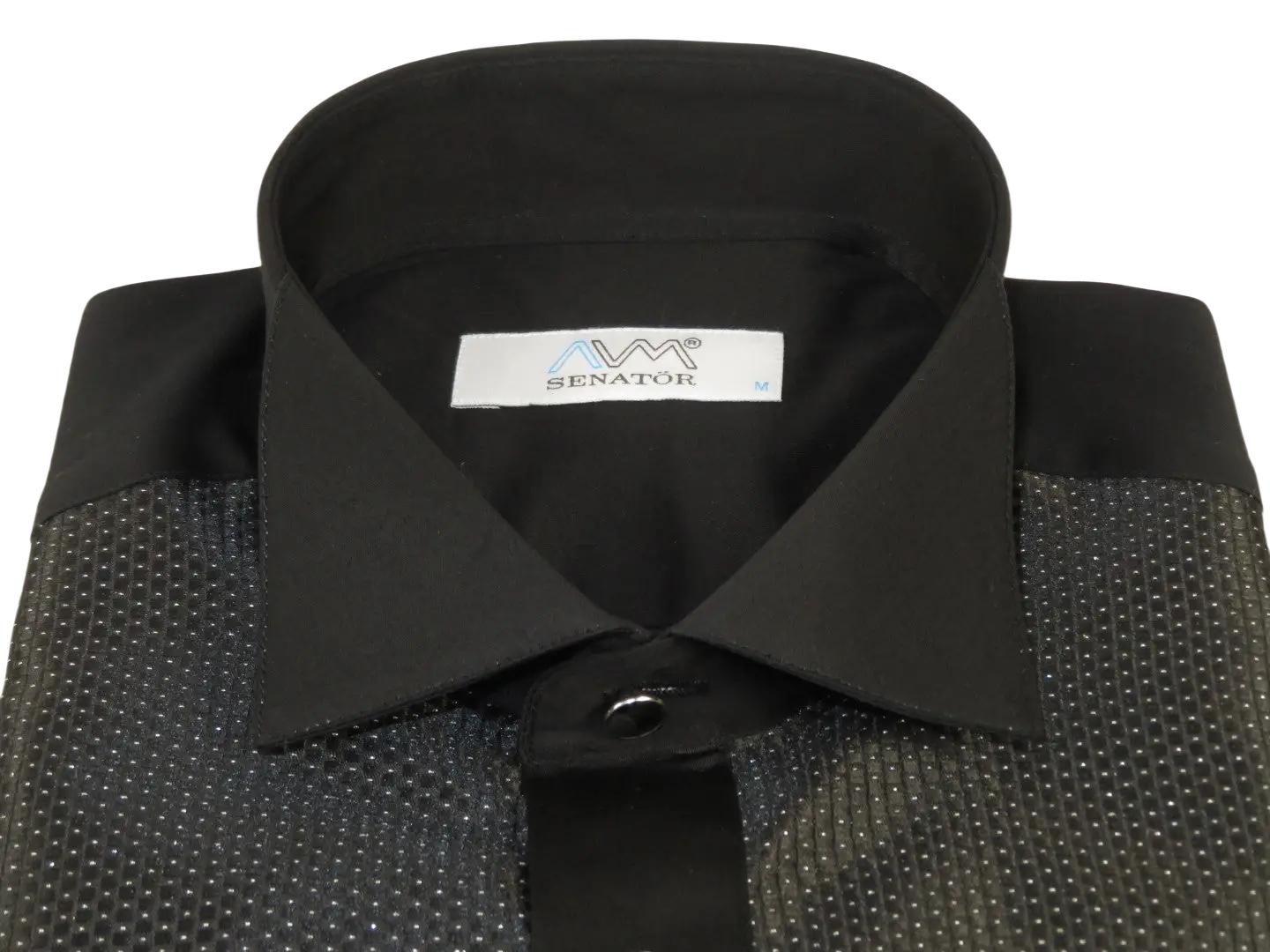 Men CEREMONIA Formal Cotton Shirt Wingtip Slim Fit Turkey #JB 15 Black Pin Dot