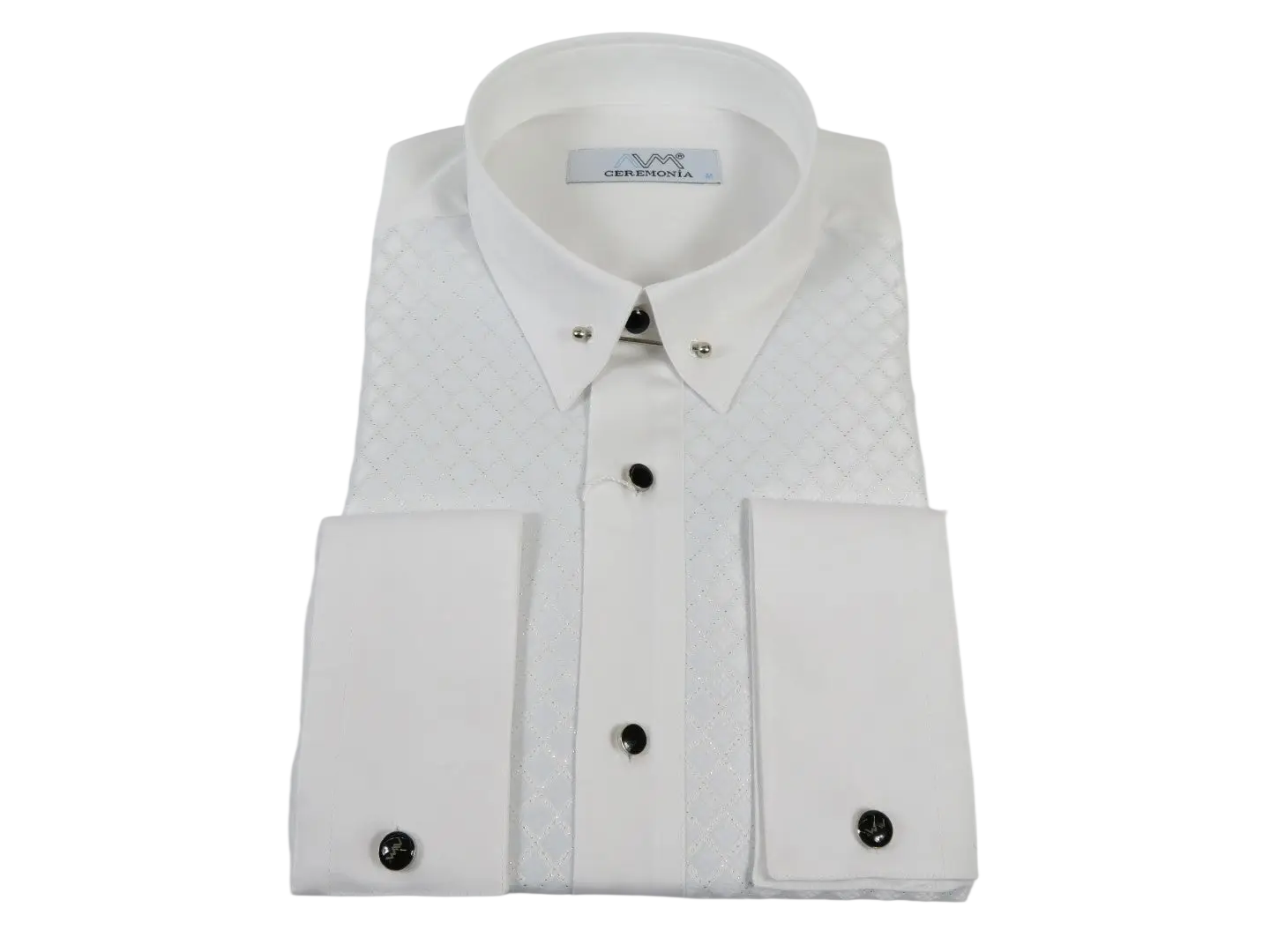 Men CEREMONIA Formal Tux Cotton Shirt Slim Fit Turkey #JD 13 White Collar Bar