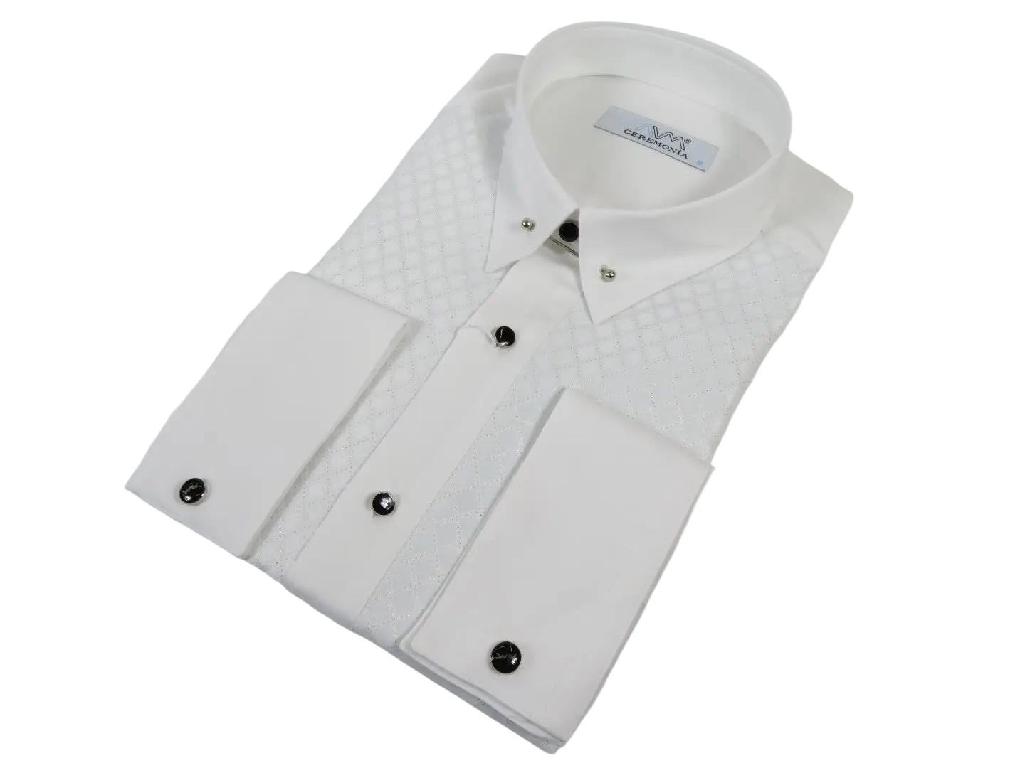 Men CEREMONIA Formal Tux Cotton Shirt Slim Fit Turkey #JD 13 White Collar Bar