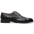 John Classic Dress Oxford Woven Calfskin Crocodile Shoes Black